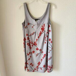 APOSTROPHE Vintage floral grey & red mini dress Asian Inspired Loungewear Sz M